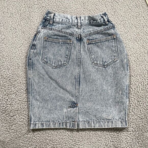 Vintage Jean Skirt Women's Denim No problem jeweled Acid Wash Size 3/4 - Picture 6 of 8